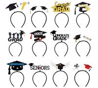 Genérico Graduation Hat Headband | 12 Pieces Adjustable Hat Graduation Headband | Hair Accessory for Celebrate School Senior Class Grad College Preschool