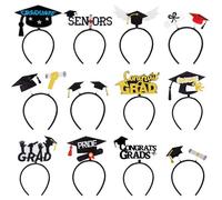 Genérico Graduation Hat Headband, 12 Pieces Decorations 2025, Stylish Costume Accessories, Fun Party Wear, Approx. 9.84x6.69 Inches, for College, Preschool, and Senior Class Celebrations