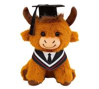 Genérico Graduation Highland Cow Stuffed Animal | 25cm Soft Cattle Doll | Scottish Cow Plush Toy Soft Farm Animal Cattle | For Women Men Kids Graduation Party Kindergarten High School College