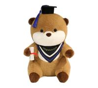 Genérico Graduation Stuffed Animal, Cute Otters Throw Pillow, Realistic Plush with Hat and Diploma, 25x18cm/9.84x7.09 Inch, Ideal for Room Decor, Birthday Gift, Party, Valentine, Multicolor