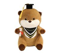 Genérico Graduation Stuffed Animal, Cute Otters Throw Pillow, Realistic Plush with Hat and Diploma, 25x18cm/9.84x7.09 Inch, Ideal for Room Decor, Birthday Gift, Party, Valentine, Multicolor