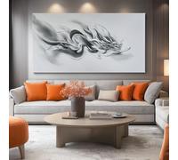 Genérico Gran Lienzo Abstracto Negro Dragón Enroscado Cultura Zen Cuadro de Pared Impreso, Arte Moderno y Poderoso Ideal para Decoración de Espacios Amplios, Salón o Despacho Sin Marco 160l x 80an cm