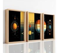 Genérico gran paisaje 3 piezas impresión sobre lienzo, 21 x 29,7 cm, minimalista espacio, arte pared, carteles universo, sistema solar, sol, moderno, decoración para dormitorio, sala de estar, cocina