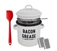 Genérico Grease Can for Kitchen,1200ml Enamel Oil Storage | Bacon Grease Saver Strainer - for Frying Baking Meal Prep Holiday Camping Thanksgiving Restaurant