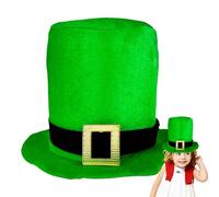 Genérico Green Leprechaun Top Hat - Leprechaun Cosplay Costume Hats For Men, St Patricks Day Top Ht, Adults Leprchaun Hat For Adults, Mn, Women, Structured Felt Design, Gold Buckle, Green | For Men