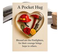 Genérico Greeting Cards - Heart Shape Firefighters Theme Pendant,Compact Greeting Cards or Family Birthday Tree Easter Door Home Desk Backpack Holiday Thanksgiving