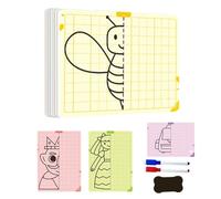 Genérico Grid Symmetry Drawing Toy - 20 Pages Creative Symmetry Cards Set | Fine Motor Skills Training, Reusable Graphic Learning Toy For Kids