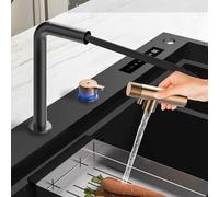 Genérico Grifo de Cocina de 3 Vías Color Negro con Filtro Caño Mezclador Giratorio de 360° 2 Palancas Y Manguera Extraíble