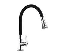 Genérico Grifo de Cocina Mural, Grifo de Cocina Monomando de latón con rociador de Doble función, Grifo de Fregadero Giratorio Universal, Monomando monoorificio, electrochapado, B