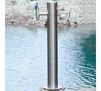 Genérico Grifo de Columna de Agua de Acero Inoxidable para Exterior - Fuente Decorativa Independiente anticongelante y dispensador de Agua para riego de jardín, Color Plateado, 20,5 x 86 cm (8,1 x 33