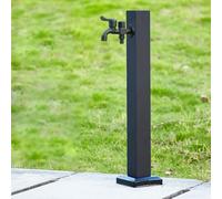 Genérico Grifo de Columna de Agua Vertical Cuadrado Independiente de Acero Inoxidable 304 para jardín - Fuente de Exterior para Patio Trasero, césped y Granja (60 cm/23,6 Pulgadas, Grifo Doble)