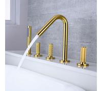 Genérico Grifo Mezclador de Ducha con Doble Salida Y 3 Botones Cuello de Cisne Rotación de 360° Dorado