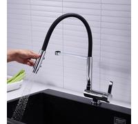 Genérico Grifos de Cocina con Rociador Extraíble Cromado Cabezal Flexible para Instalación En Ventana Grifos Mezcladores de Cocina de 1 Orificio