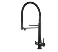 Genérico Grifos de Cocina de 3 Vías Grifos Mezcladores de Cocina Negros con Rociador Extraíble Grifos Mezcladores de Cocina Flexibles de Doble Palanca de 3 Vías con Filtro de Agua Potable