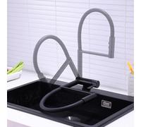 Genérico Grifos de Cocina Grifos Mezcladores de Cocina Grifos de Fregadero de Cocina Giratorios Negros con Rociador Extraíble Mangueras de Grifo Flexibles con 2 Chorros para Elegir