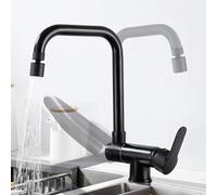 Genérico Grifos de Cocina Plegables Negros En Forma de L Grifos Mezcladores de Cocina de 1 Orificio Monomando para Ventana Frontal Doble Modo
