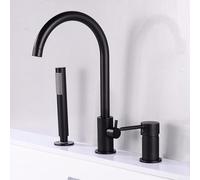 Genérico Grifos Mezcladores de Baño de 3 Orificios con Rotación de 360 Grados de Latón para Ducha de Baño Agua Caliente Y Fría Color Negro