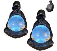 Genérico Grim Reaper Statue with Flying Bats & Light-Up Crystal Ball, Light up Spooky Globe Mysterious Sculpture,Spooky Resin Sculpture for Bookshelf & Halloween Decor (2)
