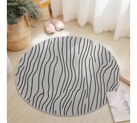 Genérico Gris Alfombra Redonda para Sala de Juegos, Abstracto Simple Elegante Líneas Impresión Alfombra Redonda Lavable Antideslizante - 150 cm para Dormitorio Sala de Es