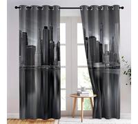 Genérico Gris Cortinas Opacas Retro Ciudad Arquitectura para niñas, Mujeres, Habitación De Niños, 2 Paneles de Cortina Resistentes a Las Manchas, Cortinas 75 x 166 cm