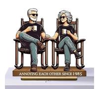 Genérico Growing Old Together Couple Statue - Handcrafted Wooden Sculpture | Symbol of Enduring Love | Elegant Desktop Figurine For Wives, Girlfriends & Romantic