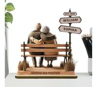 Genérico Growing Old Together Couple Statue - Handcrafted Wooden Sculpture | Symbol of Enduring Love | Elegant Desktop Figurine For Wives, Girlfriends & Romantic