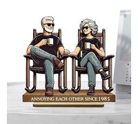 Generico Growing Old Together Figurines - 15x10x0.5cm Elderly Couple Figurines | 1x Wooden Growing Old Together Sculptures | Romantic Wood Ornament And Decorative Accessories For Wife Friend Husband