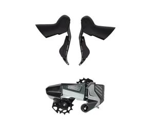 Genérico Grupo de Bicicleta 1x7-14 velocidades palancas Cambio Fibra Carbono desviador Trasero(Disc no Caliper,75mm)