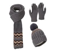 Generico Guante de invierno, juego de bufanda, guantes y gorro de mujer, suéteres - Antifrío acolchado calentador de manos para vacaciones, viajes, esquí, senderismo, invierno, gris, riferimento