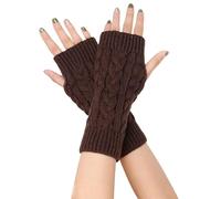 Genérico Guante Hombre Invierno Guantes 8 Figura Lana Media Dedos Corto Protector Muñeca Missin (Coffee,One Size)