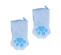 Generico Guante para aseo de gatos - 1 par de doble cara forro polar coral para quitar | Guantes de baño para gatos y manoplas toalla de secado para baño, viaje, salón de mascotas y pensión