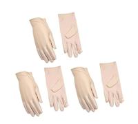 Genérico Guantes de 3 pares de algodón reutilizables, suaves, para trabajos o secos hidratantes, joyas, plata, traje de archivo, inspección, guantes mitones combinados con bolsillo (Beige, One Size)
