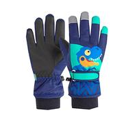 Genérico Guantes de esquí Niños Invierno Estilo Grueso Caliente Impermeable Pequeño Dinosaurio Dibujos Animados Bicicleta