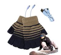 Genérico Guantes de Invierno con calefacción,Guantes con calefacción por USB | de Invierno con USB y sin Dedos para Hombre, de Medio Dedo de Punto Suave para Clima frío para Mujeres