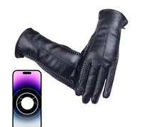 Generico Guantes de piel para mujer, forrados de forro polar a prueba de viento para calentar las manos, guantes para mujeres para clima frío, para conducir, ciclismo, desplazamiento diario, bicicleta