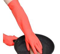 Genérico Guantes Limpieza Un par de guantes largos goma con tendones vaca, for lavar ropa, platos y limpiar, pueden proteger sus manos Para Hogar(Red,L)