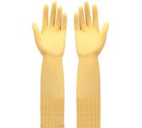 Genérico Guantes Limpieza Un par de guantes largos goma con tendones vaca, for lavar ropa, platos y limpiar, pueden proteger sus manos Para Hogar(Beige,M)