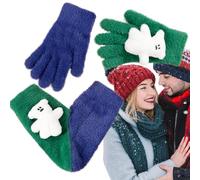 Generico Guantes para pareja que se toman de la mano, Guantes de amor para dos personas, Diseño de invierno de punto con pantalla táctil cálida, conjunto romántico calentadores de manos para la