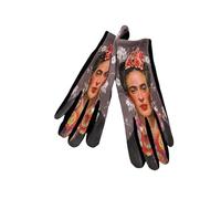 Genérico Guantes pintura Frida Kahlo para Mujer pantalla táctil Movil Otoño Invierno elásticos suaves elegantes 23x8 cm. (Morado)