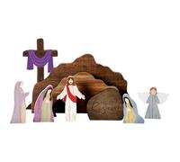Genérico guardería navideña de madera - Decoración religiosa de estilo rústico, juegos y figuras de la natividad - para interior, jardín, mesa, casa, iglesia, noche familiar y Pascua
