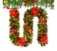 Genérico Guirnalda De Navidad Artificial - Decoracion De 2.7 Metros Ligera Y Duradera para Familia Vacaciones Hogar Exterior Pared Ventana Barandilla Granja