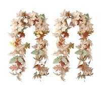 Genérico Guirnalda De Otoño para Manto - Enredadera De Otoño Hecha A Mano De 180 Cm, Hojas De Arce Artificiales Decorativas con Calabazas Blancas Y Bayas Puertas, Repisas, Porches, Detalles De