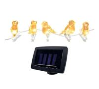 Genérico Guirnaldas De Luces Solares Con Clips - Luces De LED Con 5 Clips Para Pájaros | Guirnalda De Lucs Para Jardín Al Aire Libre, Patio, Césped, Balcón, Valla, Árbol, Clip En Forma De Pájaro