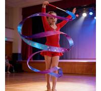 Genérico Gymnastics Ribbon Wand - Colorful Gradient Streamers for Rhythmic Play | Foldable Twirling Props with Multi Purpose Usage, Party Classroom Talent Show Fitness Training Games Accessory