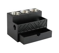 Genérico Hair Dryer Holder Wooden Storage Rack with 3 Stainless Steel Cups