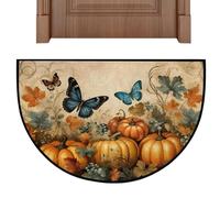Genérico Half Circle Door Mat Indoor | 23.62x35.43 Inches Non Slip Washable Kitchen Carpet - Butterfly Outdoor Rug | For Outdoor Indoor Entrance Entryway Kitchen Bathroom Floor Porch Home