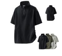 Genérico Half Zip High Neck Fishing Shirt Short Sleeve Golf Shirt Pullover Windproof Water Resistant Wind Rain Shirts for Men (Black,L)