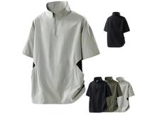 Genérico Half Zip High Neck Fishing Shirt Short Sleeve Golf Shirt Pullover Windproof Water Resistant Wind Rain Shirts for Men (Gray,L)