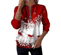 Genérico Half-Zip Printed Casual Sweatshirt Womens V Neck Long Sleeve Pullover Color Block Loose Fit Top for Spring Fall Winter