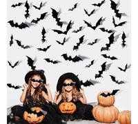 Genérico Halloween 3D Lighted Bats, 3D Lighted Bats Halloween, Glowing Group Hanging Wall Luminous Glow Clings Multipack for Party, Bedroom Window Decorations, Indoor and Outdoor(24-PC)